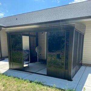 Domi 10x12FT Sunroom Gazebo,Solarium Aluminum Wall Mounted Gazebo with Galvanized Steel Sloping Roof,Lockable PC Screen House,with Front Door&Side